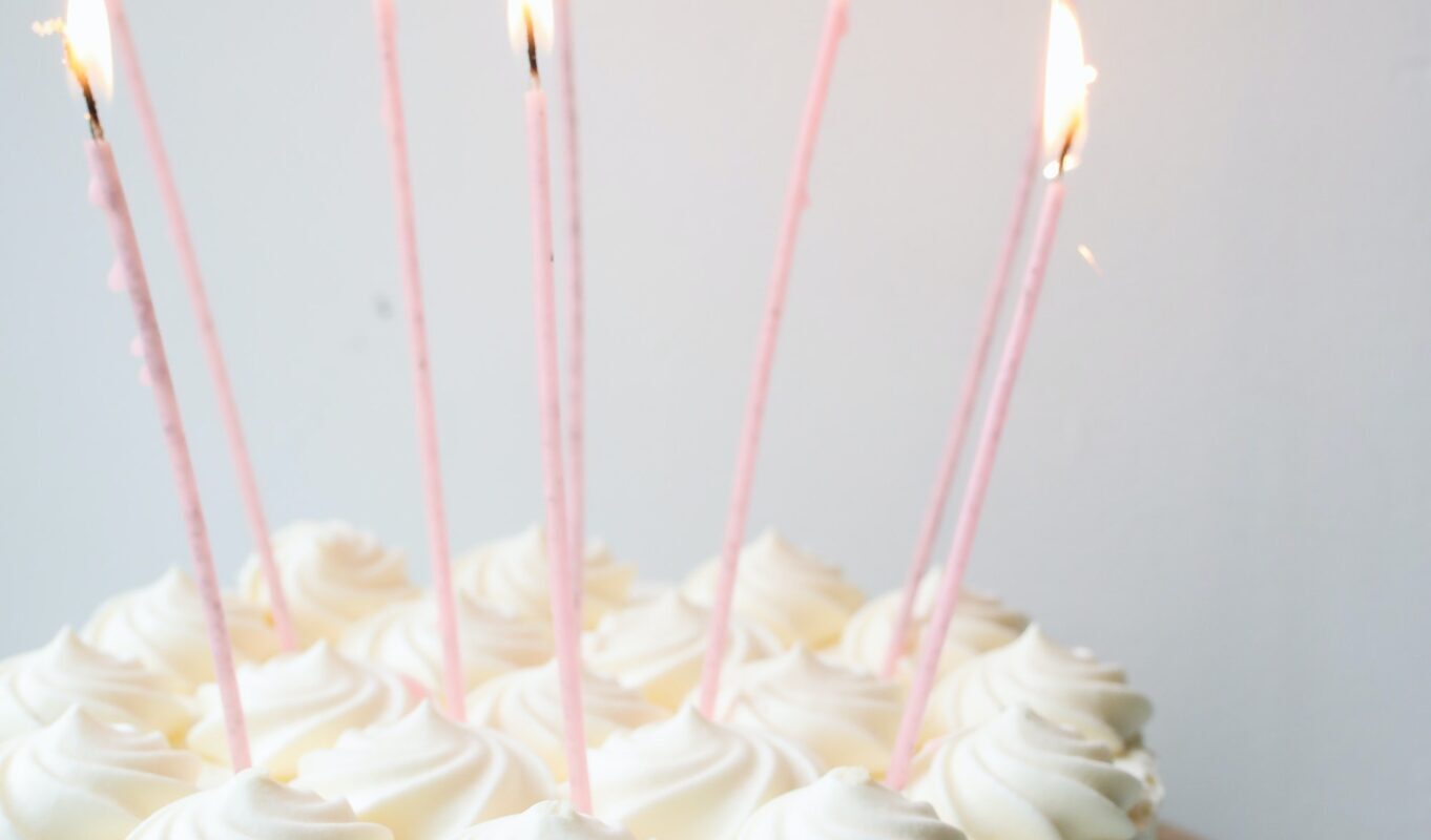 Birthday cake with candles to make a wish and manifest.