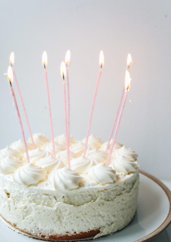 Birthday cake with candles to make a wish and manifest.