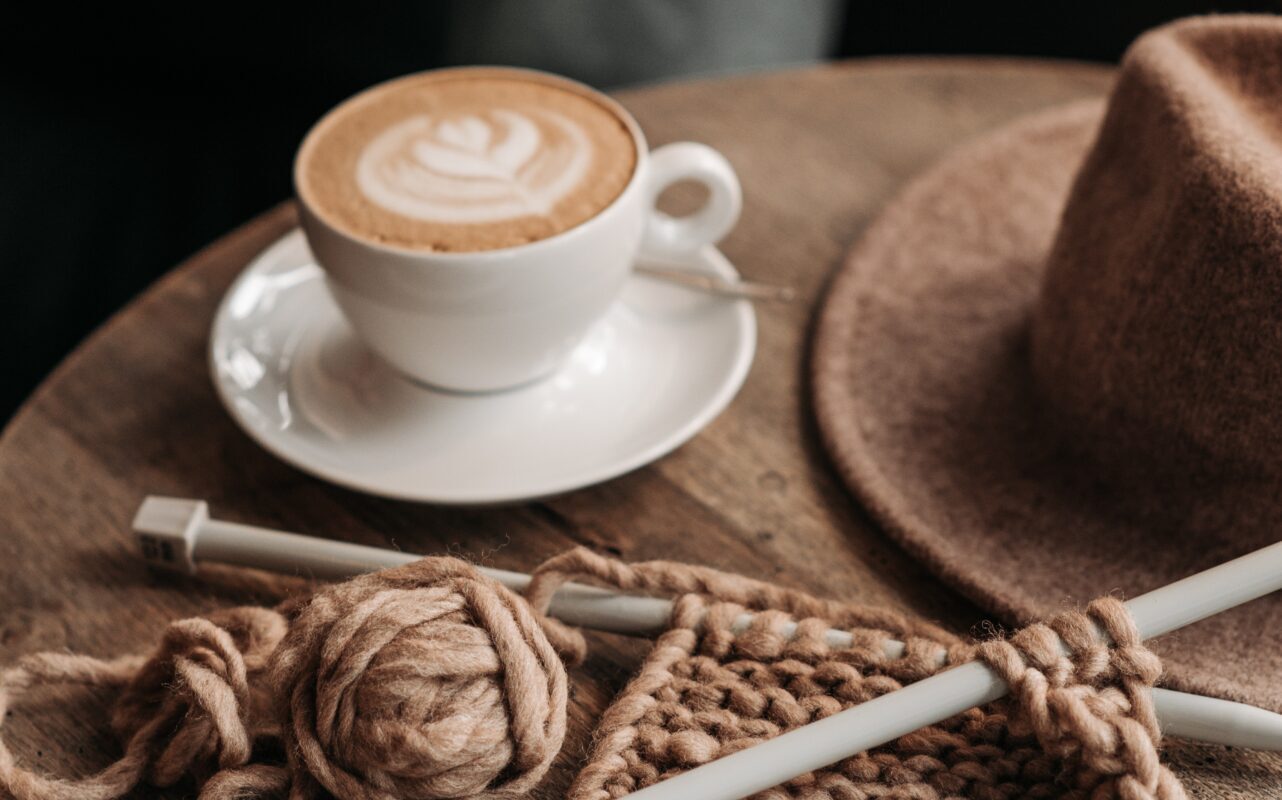 Coffee & knitting supplies